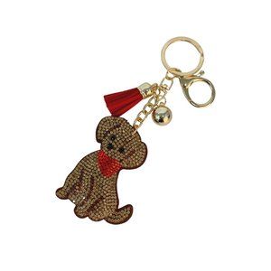 Bling Crystal Dog Tassel Keychain